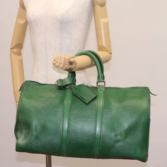 LOUIS VUITTON Epi Keepall 45 Boston Bag Green - Picture 1 of 16